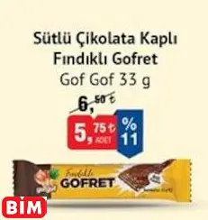 Gof Gof Sütlü Çikolata Kaplı Fındıklı Gofret
