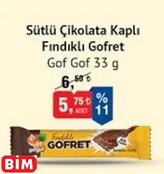 Gof Gof Sütlü Çikolata Kaplı Fındıklı Gofret Gof Gof Sütlü Çikolata Kaplı Fındıklı Gofret