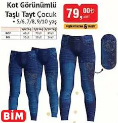 Kot Görünümlü Taşlı Tayt Çocuk Kot Görünümlü Taşlı Tayt Çocuk