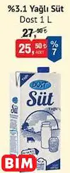 Dost %3.1 Yağlı Süt Dost 1 L Dost %3.1 Yağlı Süt Dost 1 L