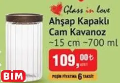 Glass In Love Ahşap Kapaklı Cam Kavanoz ~15 Cm ~700 Ml