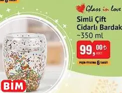 Glass In Love Simli Çift Cidarlı Bardak ~350 ml Glass In Love Simli Çift Cidarlı Bardak ~350 ml
