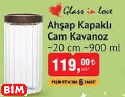 Glass In Love Ahşap Kapaklı Cam Kavanoz ~20 Cm ~900 Ml
