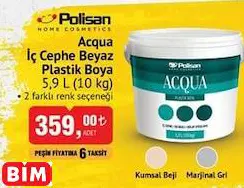 Polisan Acqua İç Cephe Beyaz Plastik Boya 5,9 L (10 Kg)