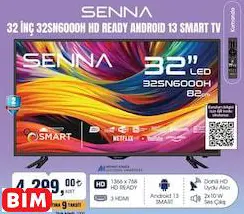 Senna 32 İNÇ 32SN6000H HD READY ANDROID 13 SMART TV Akıllı Televizyon Senna 32 İNÇ 32SN6000H HD READY ANDROID 13 SMART TV Akıllı Televizyon