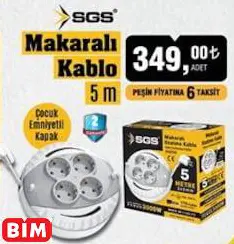 SGS Makaralı Kablo 5 m SGS Makaralı Kablo 5 m
